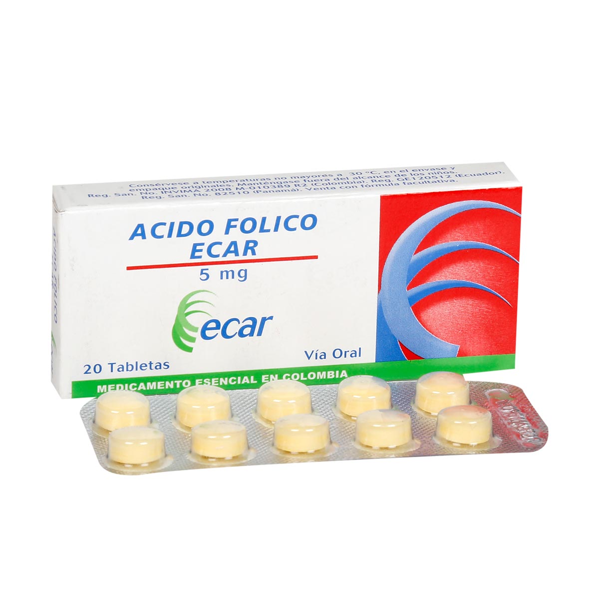 Comprar En Droguerías Cafam Ácido Fólico 5 mg Caja x 20 Tabletas