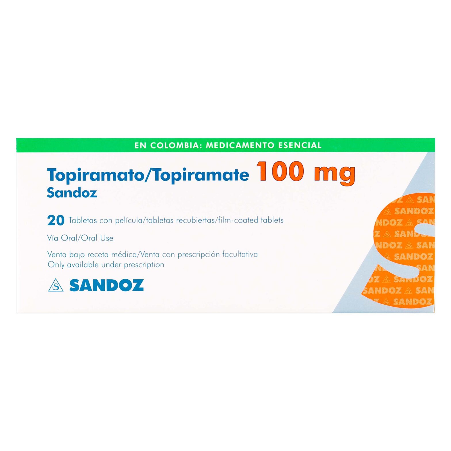 TOPIRAMATO SZ 100 MG X 20 TABLETAS