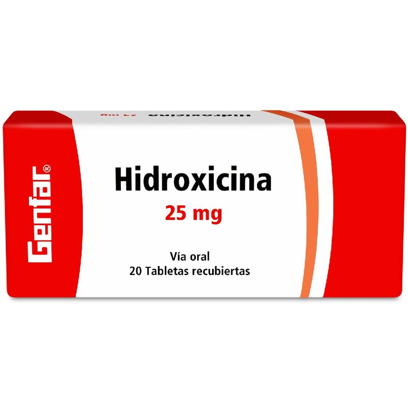 Hidroxicina 25 mg Caja Con 20 Tabletas Recubiertas