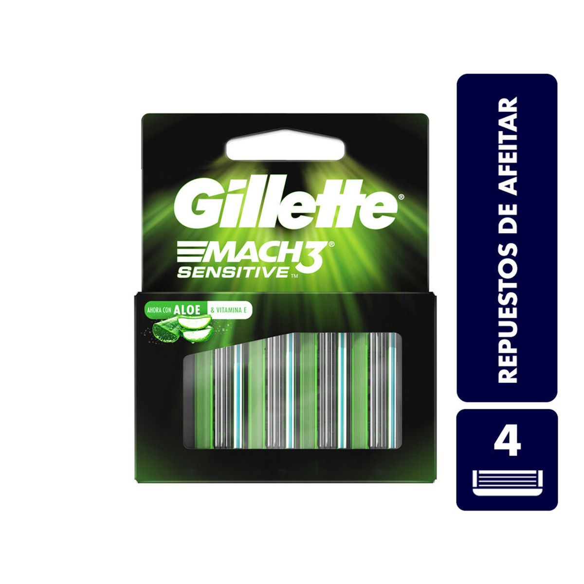 REPUESTO MAQUINA GILLETTE MACH 3 SENSITIVE 4 UDS