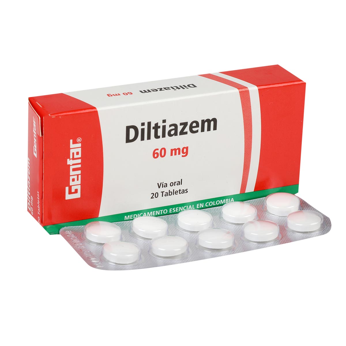 Diltiazem 60 mg Caja x 20 Tabletas – Genfar