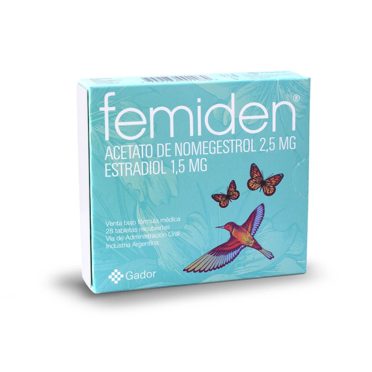 Femiden 1,5 Mg / 2,5 Mg En Caja Con 28 Tabletas Rx Rx1 y Cronoderm Loción Hidratante Caja Con Frasco Con 240 mL