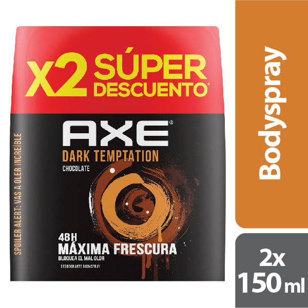 2 DESODORANTE AXE BODY SPRAY DARK TEMPTATION 150 ML