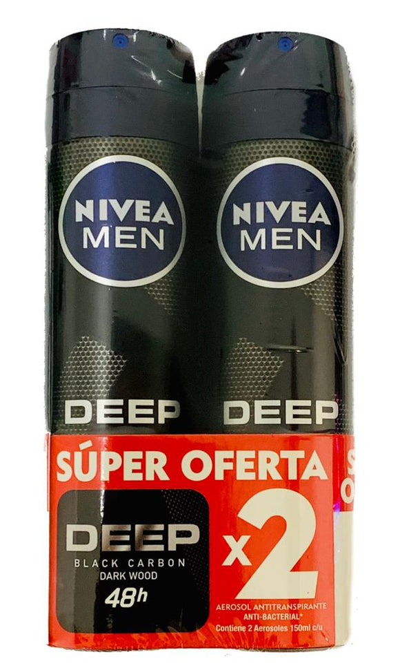 2 DESODORANTE NIVEA MEN DEEP SPRAY 150 ML (AGO)
