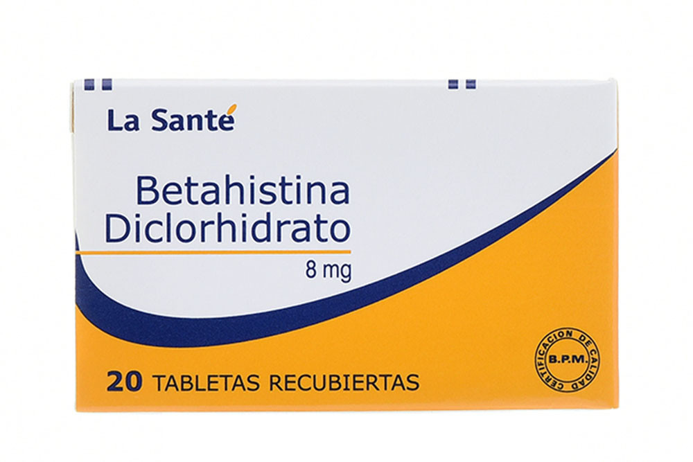 Betahistina Diclorhidrato 8 mg Caja Con 20 Tabletas Recubiertas