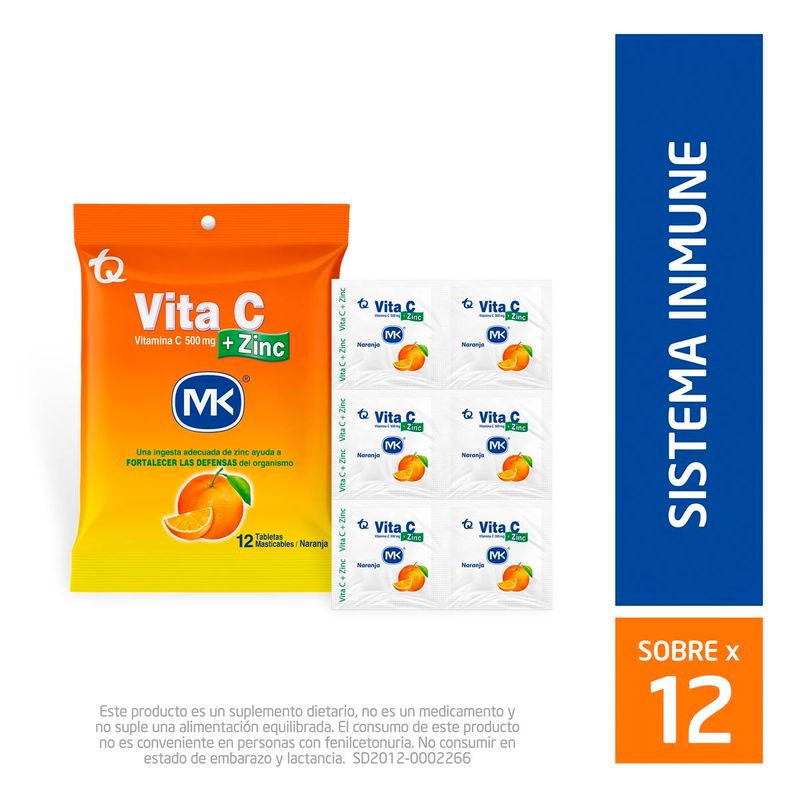 Vitac 500 Mg + Zinc 5 Mg Naranja Tableta Masticable