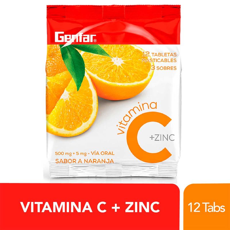 Vitamina C + Zinc 500mg/5mg Tableta Masticable Naranja